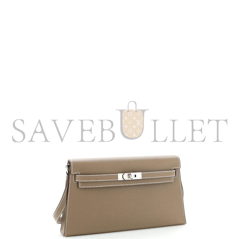 H**mes master kelly elan madame elephant grey silver buckle shoulder bag (27.5*15*5cm)